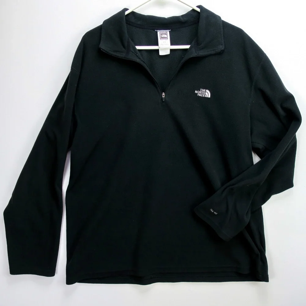Mens XL Black Quarter Zip Fleece Pullover Lightweight | The North Face TKA 100